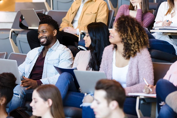 Students in lecture hall classroom