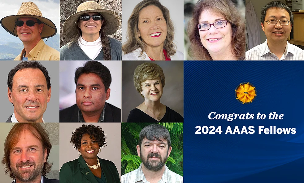 A collage of diverse individuals is accompanied by a message congratulating the 2024 AAAS Fellows.